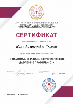 Сертификат клиники Ника