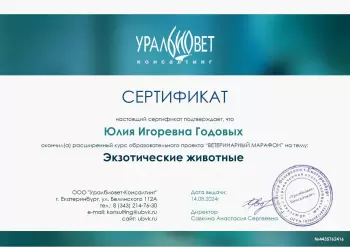 Сертификат сотрудника Годовых Ю.И.